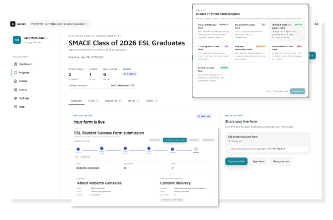 Canopy Stories product interface